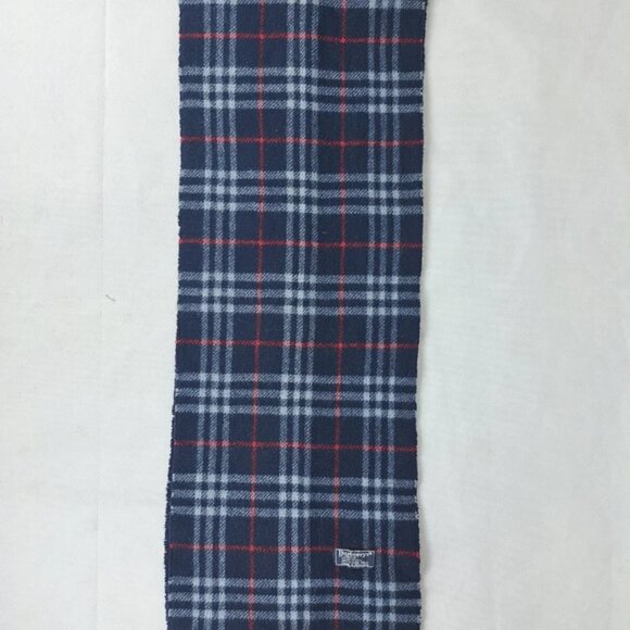 BURBERRY London Vintage Classic Nova Check Knit 100% WOOL Navy Blue SCARF - Picture 4 of 7